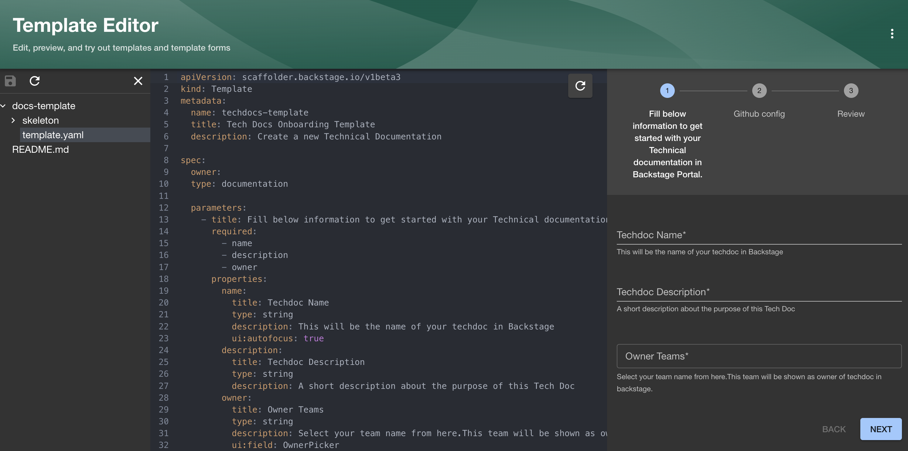 template editor load dir